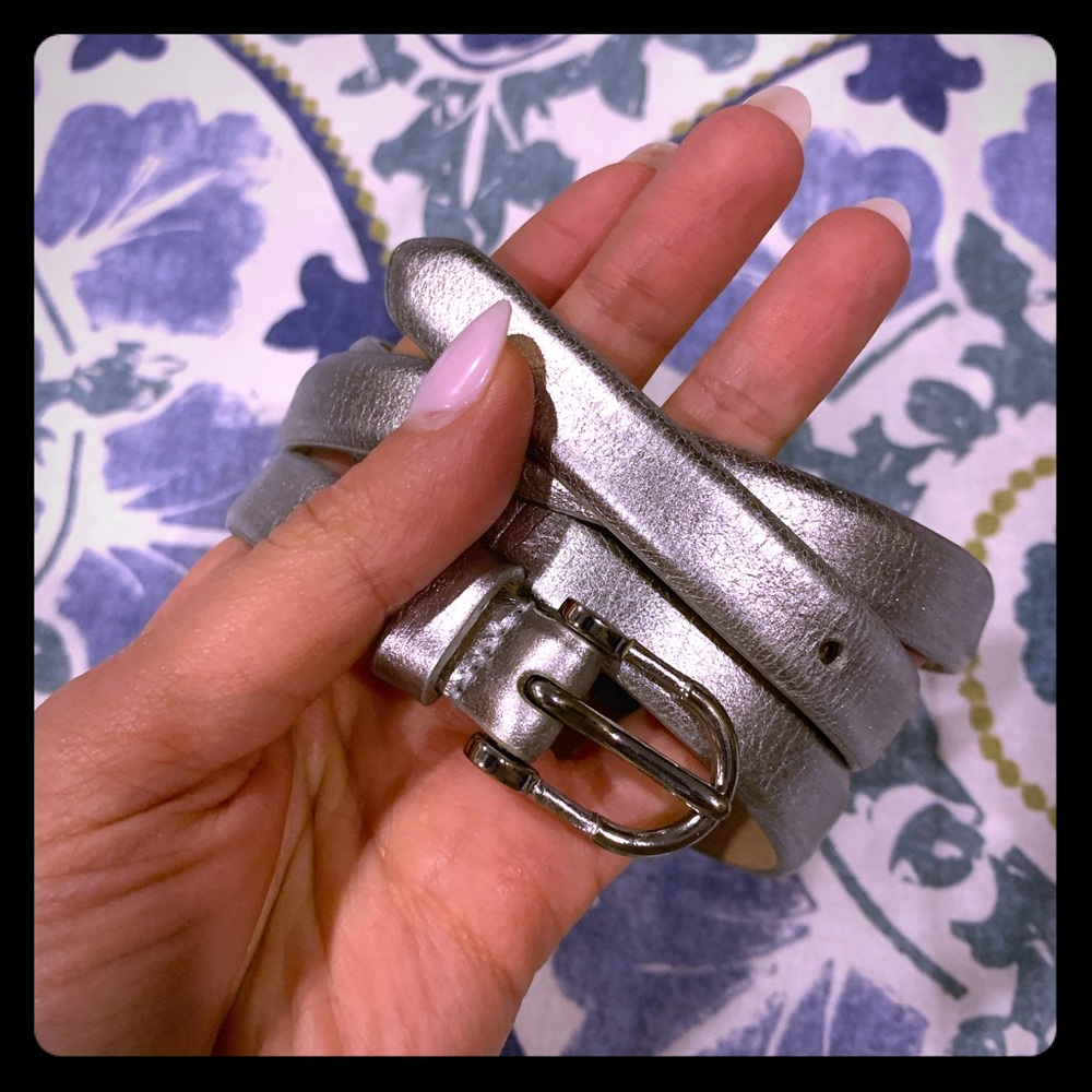 J.Crew Genuine Leather Silver Belt- size S